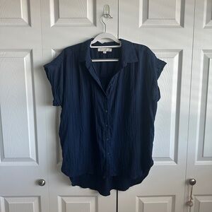LOFT Dark Blue Button-Down Shirt